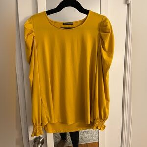 Adrianna Papell Mustard Long Sleeve Blouse